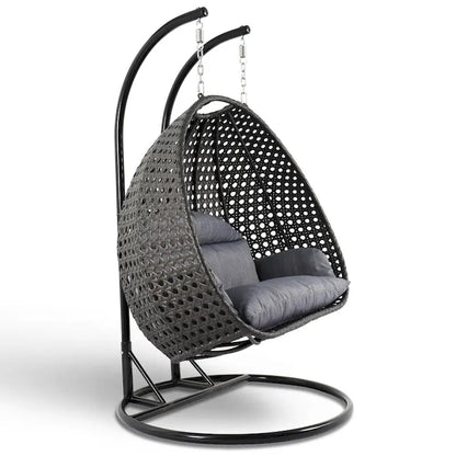 Fauteuil suspendu œuf 2 places avec support - Balançoire / hamac de jardin en rotin osier pour extérieur/intérieur avec – Sanzelize Design