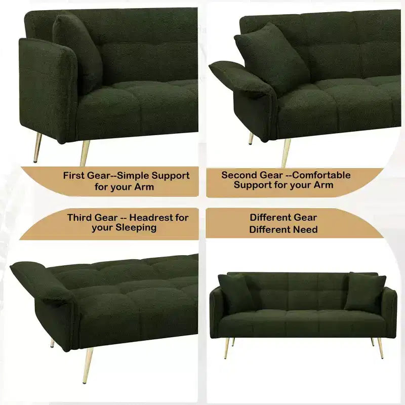 Canapé-lit convertible, futon convertible rembourré en velours, canapé-lit pliant, lit de repos pour salon et chambre – Sanzelize Design