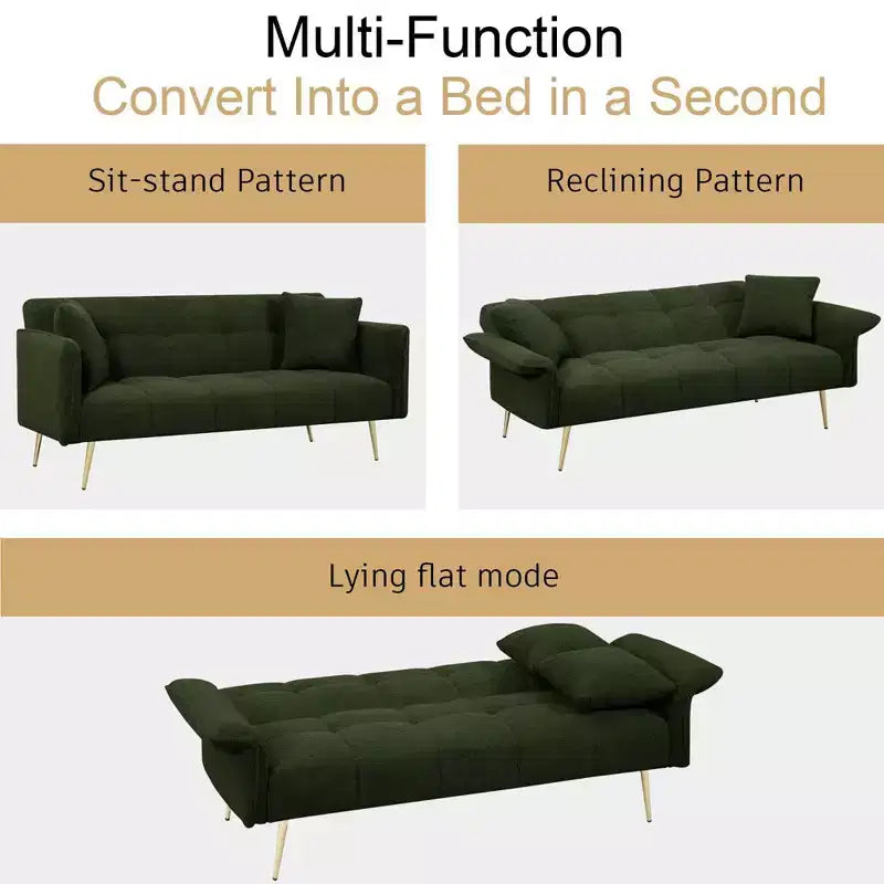 Canapé-lit convertible, futon convertible rembourré en velours, canapé-lit pliant, lit de repos pour salon et chambre – Sanzelize Design