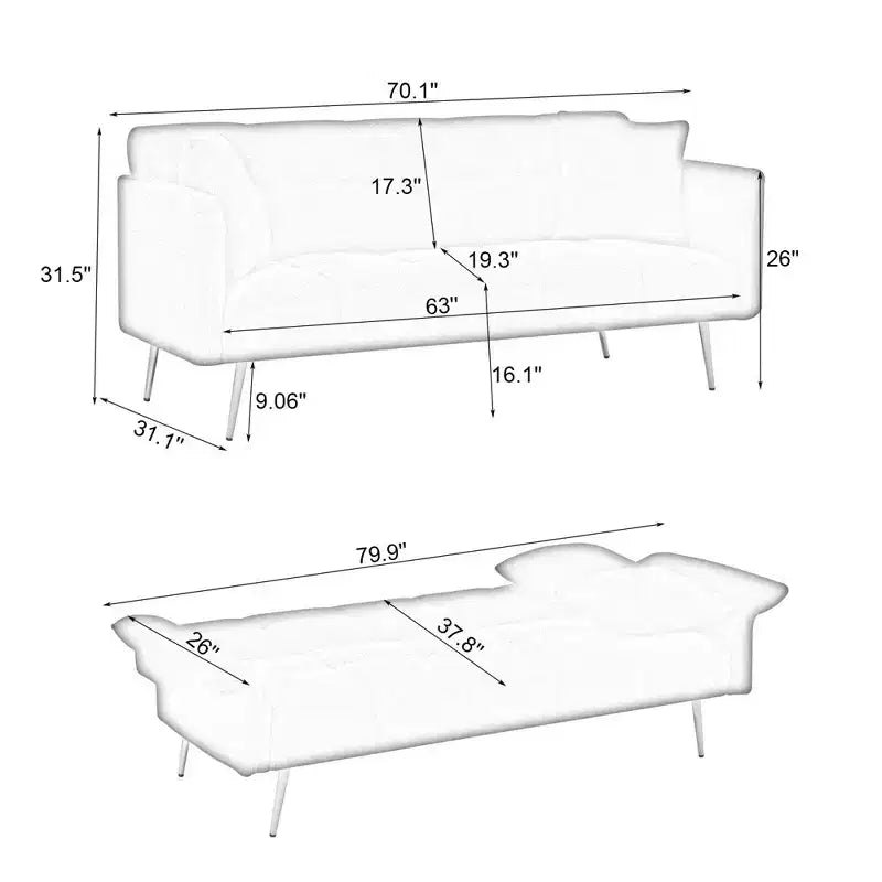 Canapé-lit convertible, futon convertible rembourré en velours, canapé-lit pliant, lit de repos pour salon et chambre – Sanzelize Design