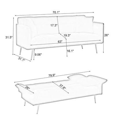 Canapé-lit convertible, futon convertible rembourré en velours, canapé-lit pliant, lit de repos pour salon et chambre – Sanzelize Design