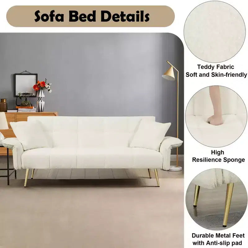 Canapé-lit convertible, futon convertible rembourré en velours, canapé-lit pliant, lit de repos pour salon et chambre – Sanzelize Design
