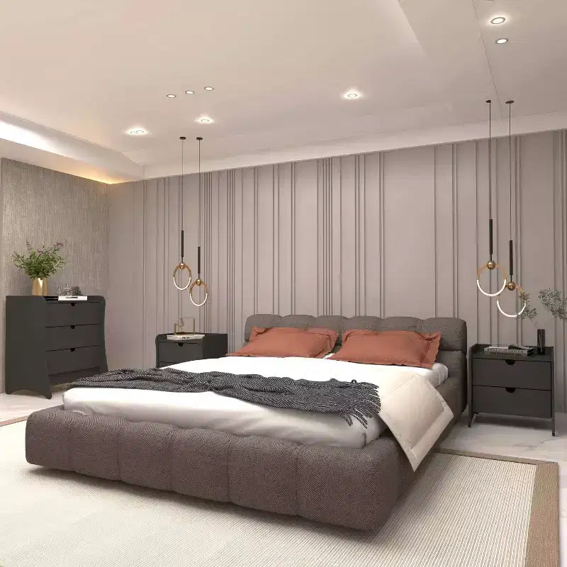 Ensemble de chambre à coucher Coney avec commode et table de chevet 3 pièces – Sanzelize Design