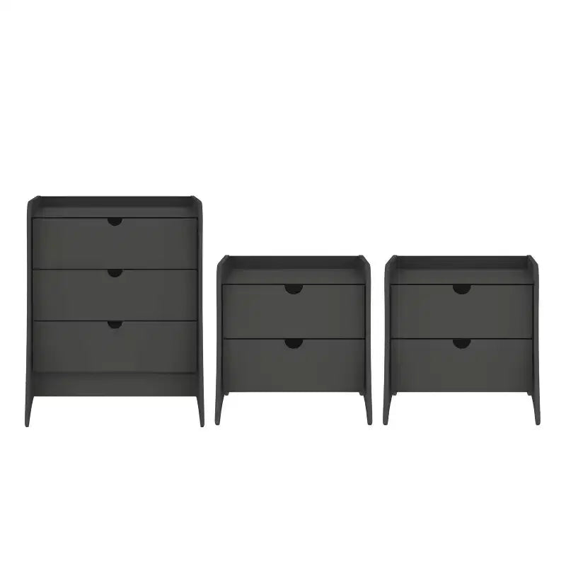 Ensemble de chambre à coucher Coney avec commode et table de chevet 3 pièces – Sanzelize Design