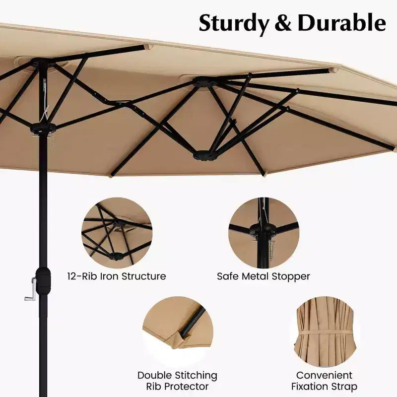Ensemble de salle à manger d'extérieur en osier 10 pièces avec parasol double face 8 fauteuils – Sanzelize Design
