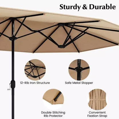 Ensemble de salle à manger d'extérieur en osier 10 pièces avec parasol double face 8 fauteuils – Sanzelize Design