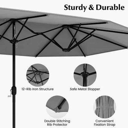 Ensemble de salle à manger d'extérieur en osier 10 pièces avec parasol double face 8 fauteuils – Sanzelize Design