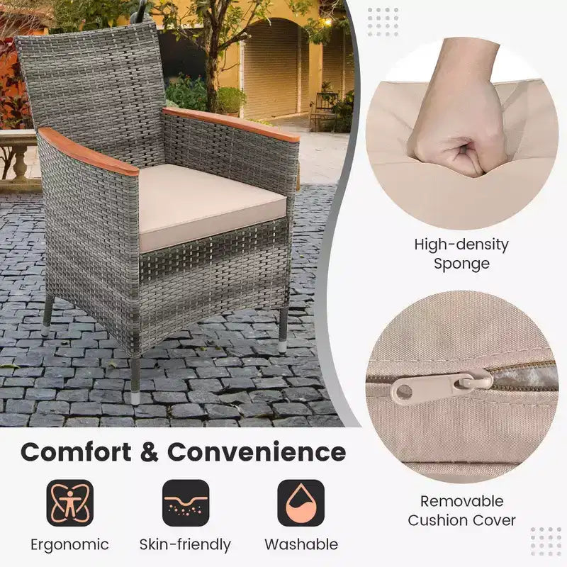 Ensemble de salle à manger d'extérieur en osier 10 pièces avec parasol double face 8 fauteuils – Sanzelize Design