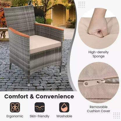Ensemble de salle à manger d'extérieur en osier 10 pièces avec parasol double face 8 fauteuils – Sanzelize Design