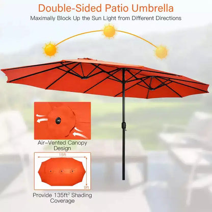 Ensemble de salle à manger d'extérieur en osier 10 pièces avec parasol double face 8 fauteuils – Sanzelize Design