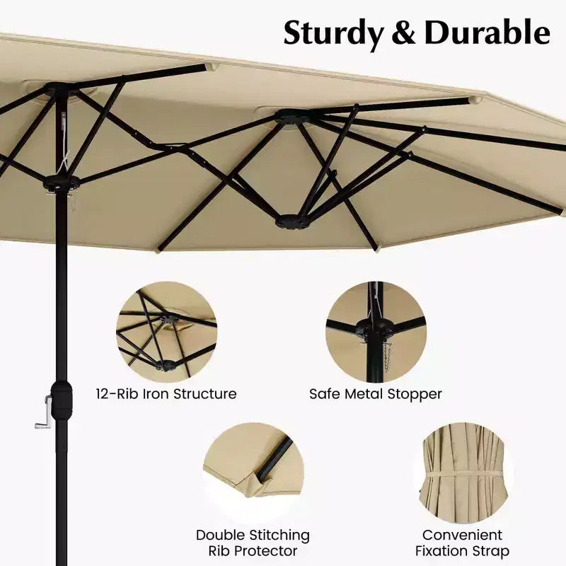 Ensemble de salle à manger d'extérieur en osier 10 pièces avec parasol double face 8 fauteuils – Sanzelize Design