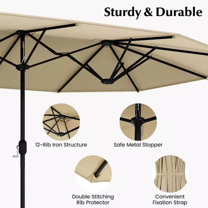 Ensemble de salle à manger d'extérieur en osier 10 pièces avec parasol double face 8 fauteuils – Sanzelize Design