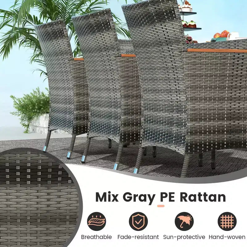 Ensemble de salle à manger d'extérieur en osier 10 pièces avec parasol double face 8 fauteuils – Sanzelize Design