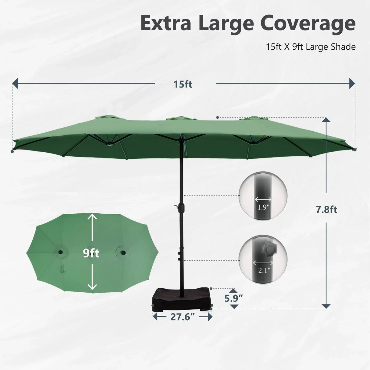 Grand Parasol Double Face de 4,5 m avec Base Incluse pour terrasse – Sanzelize Design