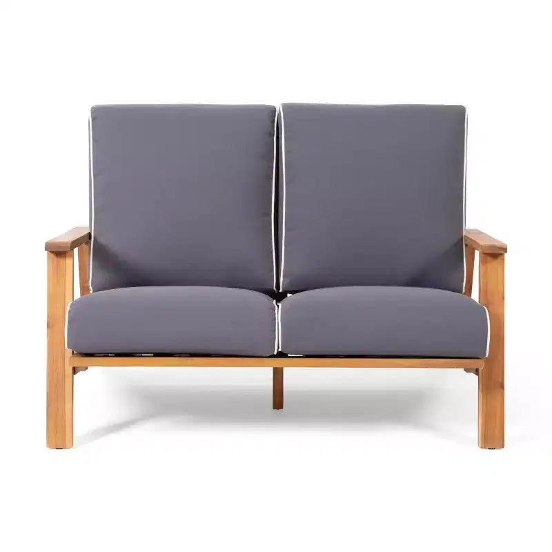 Paloma Canapé deux places et table d'extérieur en bois d'acacia avec coussins – Sanzelize Design