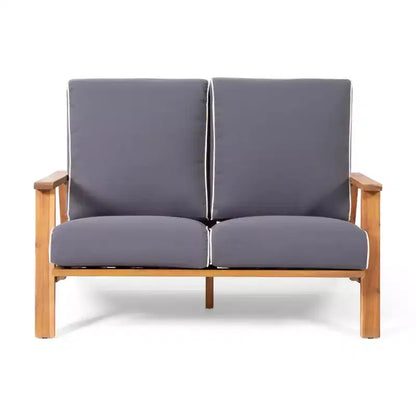 Paloma Canapé deux places et table d'extérieur en bois d'acacia avec coussins – Sanzelize Design