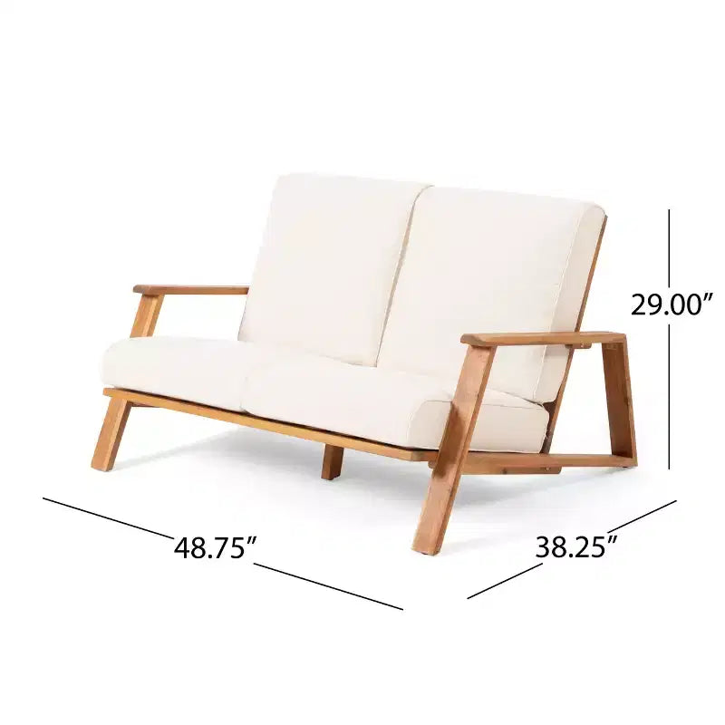 Paloma Canapé deux places et table d'extérieur en bois d'acacia avec coussins – Sanzelize Design