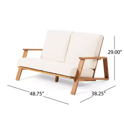Paloma Canapé deux places et table d'extérieur en bois d'acacia avec coussins – Sanzelize Design