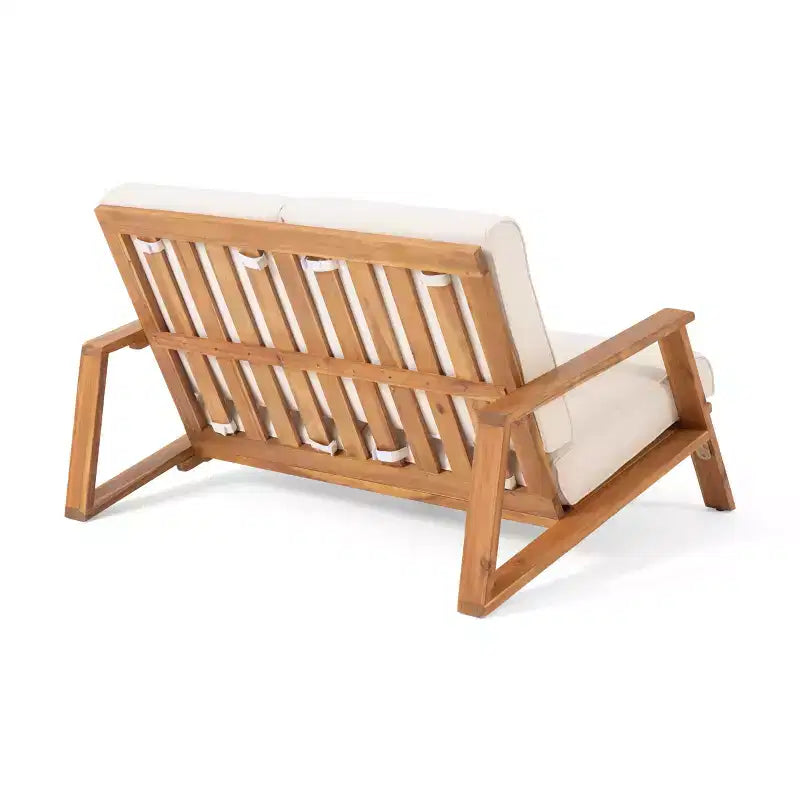 Paloma Canapé deux places et table d'extérieur en bois d'acacia avec coussins – Sanzelize Design