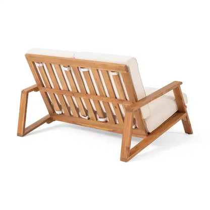 Paloma Canapé deux places et table d'extérieur en bois d'acacia avec coussins – Sanzelize Design