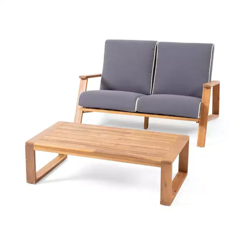 Paloma Canapé deux places et table d'extérieur en bois d'acacia avec coussins – Sanzelize Design