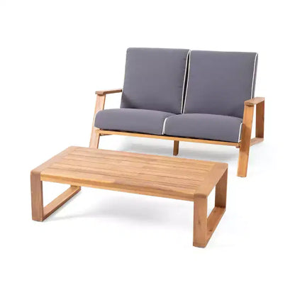 Paloma Canapé deux places et table d'extérieur en bois d'acacia avec coussins – Sanzelize Design