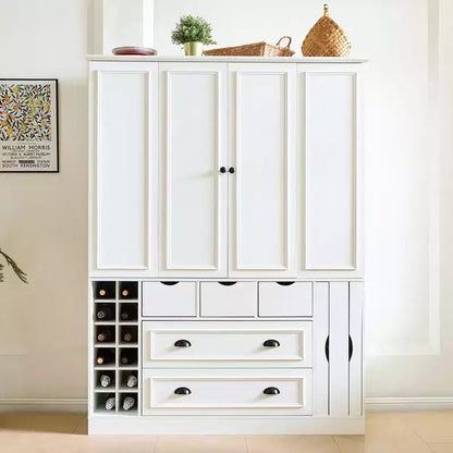 Garde-manger de cuisine autoportant de 180 cm de haut, grand buffet de salle à manger avec 4 portes pliantes, étagères – Sanzelize Design