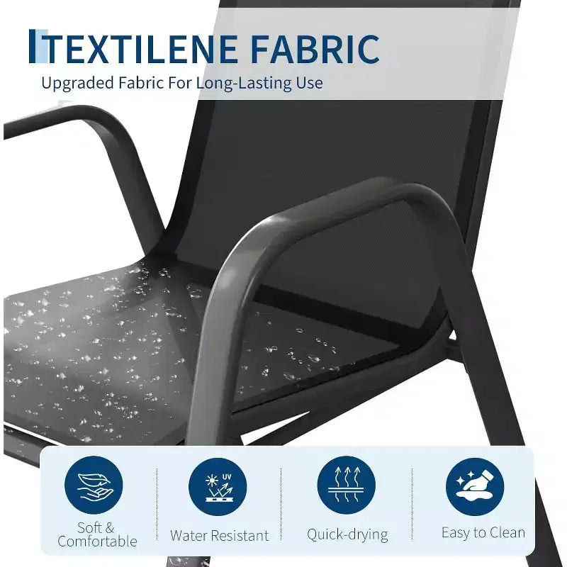 Chaises de jardin, Lot de 4/6 chaises de salle à manger empilables d'extérieur en textilène léger résistant aux – Sanzelize Design