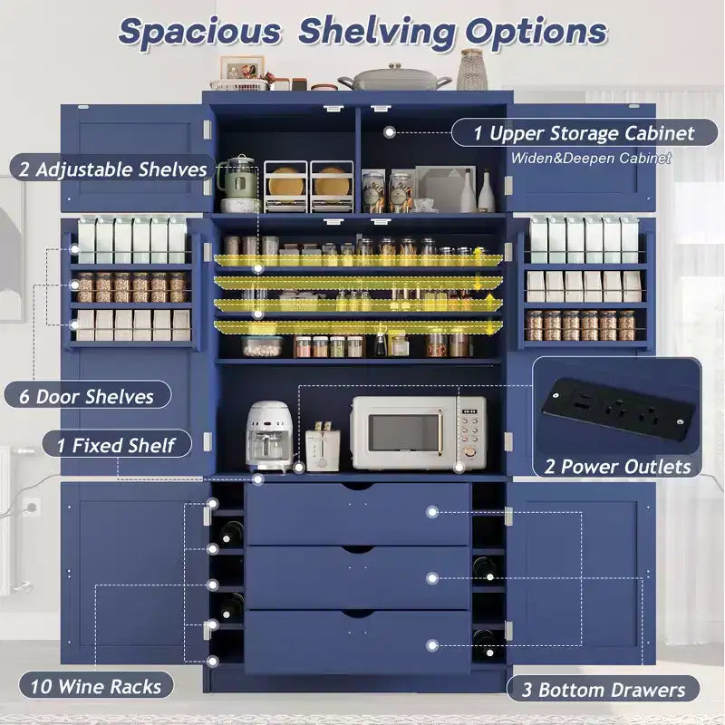 Grand meuble de garde-manger de cuisine avec prises électriques – Sanzelize Design