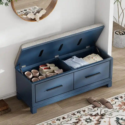 Banc à chaussures avec coussin amovible et rangement dissimulé pour l'entrée et le salon – Sanzelize Design