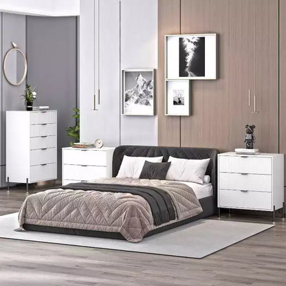 Ensemble 3 tables de chevet à 3 tiroirs et 1 commode à 5 tiroirs Élégance Moderne – Sanzelize Design