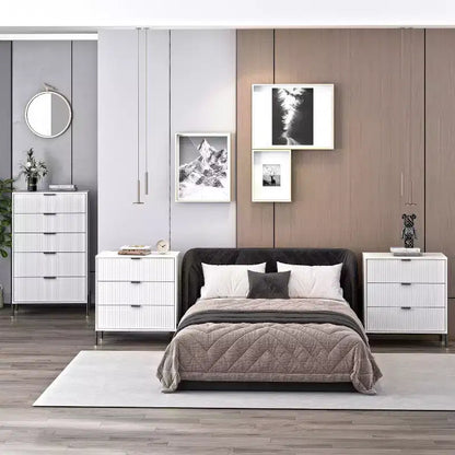Ensemble 3 tables de chevet à 3 tiroirs et 1 commode à 5 tiroirs Élégance Moderne – Sanzelize Design
