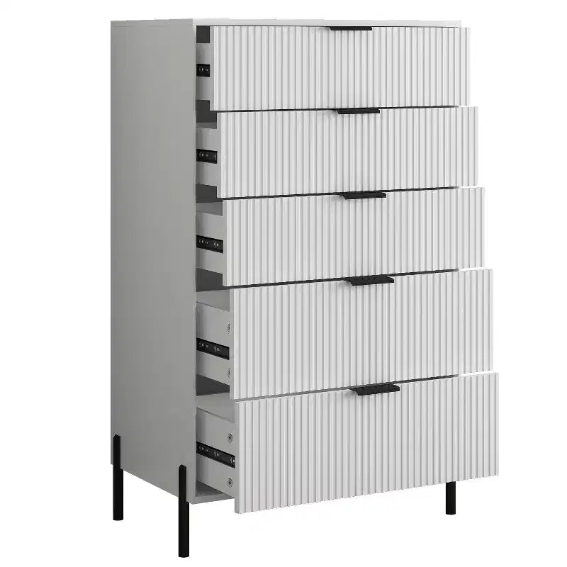 Ensemble 3 tables de chevet à 3 tiroirs et 1 commode à 5 tiroirs Élégance Moderne – Sanzelize Design