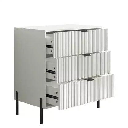 Ensemble 3 tables de chevet à 3 tiroirs et 1 commode à 5 tiroirs Élégance Moderne – Sanzelize Design