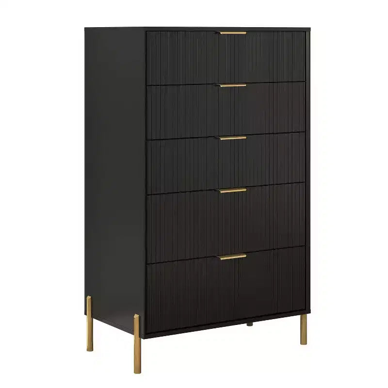 Ensemble 3 tables de chevet à 3 tiroirs et 1 commode à 5 tiroirs Élégance Moderne – Sanzelize Design