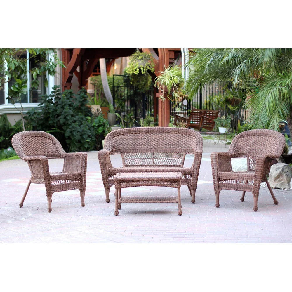 Salon de conversation 4 pièces en osier pour terrasse – Sanzelize Design