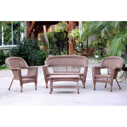 Salon de conversation 4 pièces en osier pour terrasse – Sanzelize Design