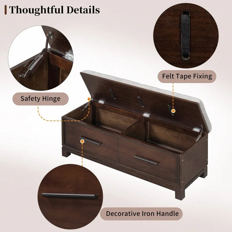 Banc à chaussures avec coussin amovible et rangement dissimulé pour l'entrée et le salon – Sanzelize Design