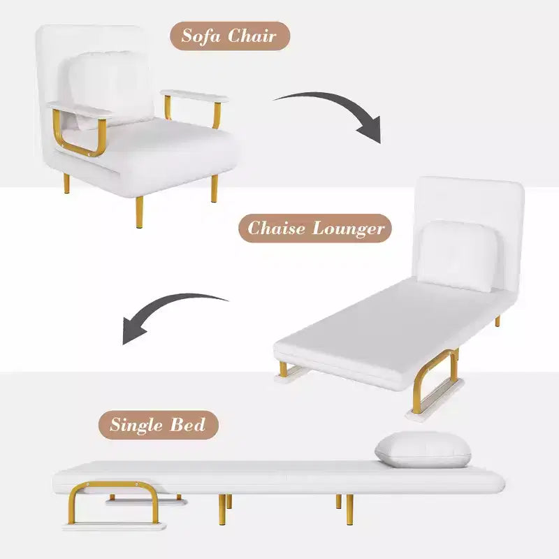 Canapé-lit pliant 3-en-1 convertible en fauteuil - Dossier réglable sur 5 positions avec oreiller – Sanzelize Design