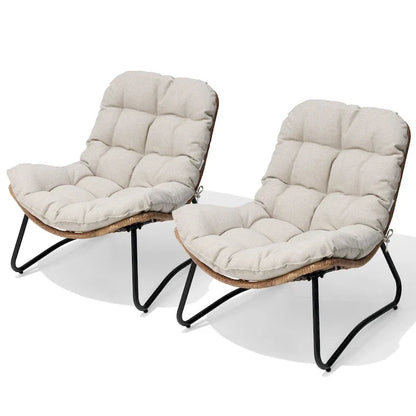 Chaises de jardin Papasan avec coussin, confortables, en rotin PE, avec table d'appoint – Sanzelize Design