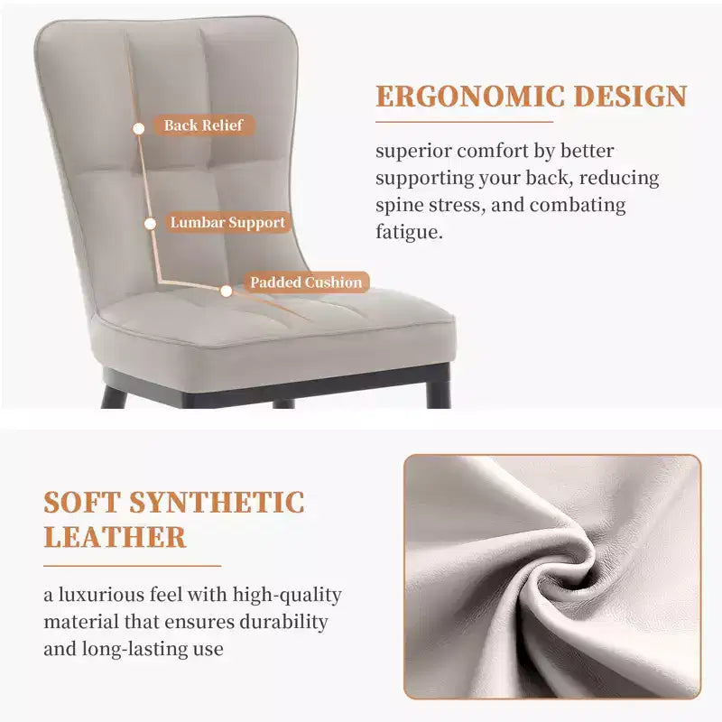 Lot de 6 chaises de salle à manger, modernes, rembourrées, en similicuir, avec haut dossier, pieds en métal – Sanzelize Design