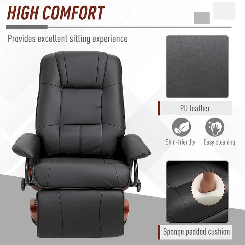 Fauteuil inclinable manuel pivotant en similicuir avec repose-pieds confortable et relaxant – Sanzelize Design