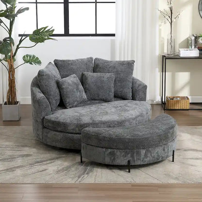 Fauteuil Moderne Rond Avec 5 Coussins Et Pouf Optionnel – Sanzelize Design