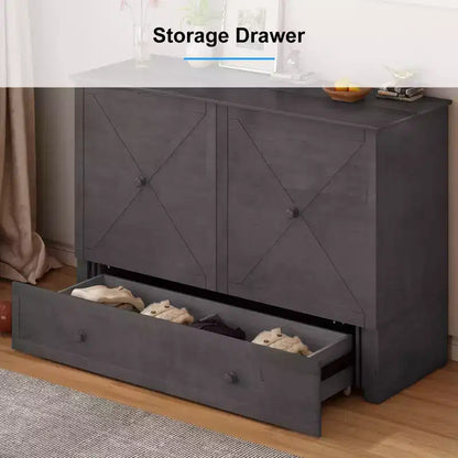 Lit escamotable Murphy 152 x 203 cm, lit coffre Cube avec station de charge et espace de rangement – Sanzelize Design