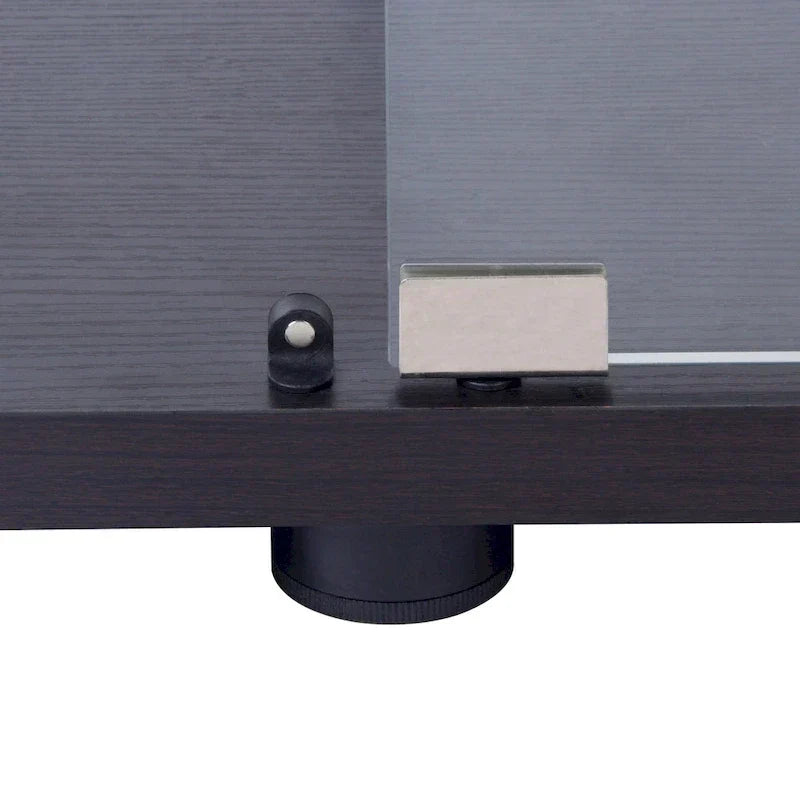 Vitrine en verre éclairée à deux portes avec 4 étagères, noire – Sanzelize Design