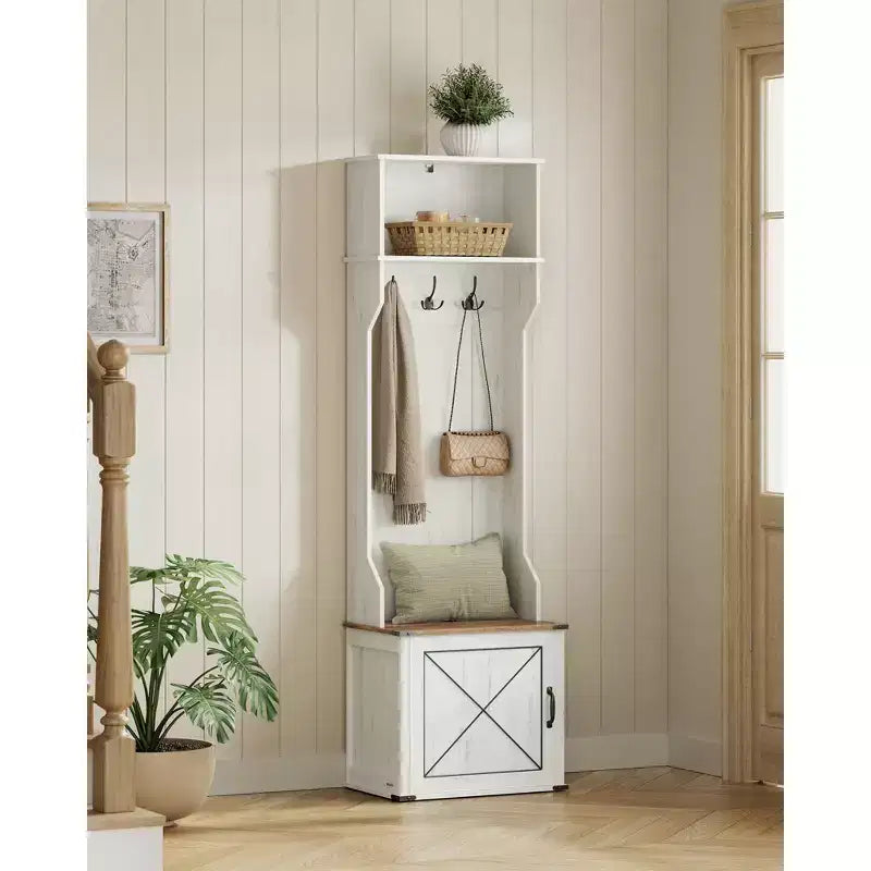 Porte-manteau avec banc et rangement à chaussures, porte-manteau avec banc à chaussures, meuble d'entrée, 3 patères – Sanzelize Design