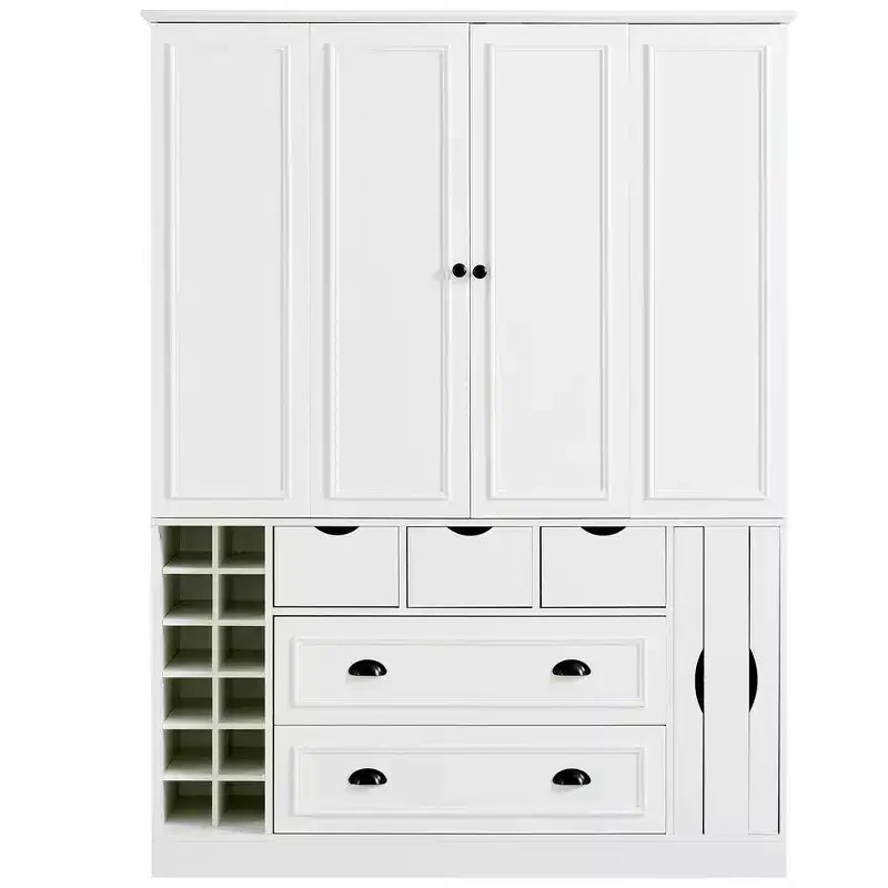 Garde-manger de cuisine autoportant de 180 cm de haut, grand buffet de salle à manger avec 4 portes pliantes, étagères – Sanzelize Design