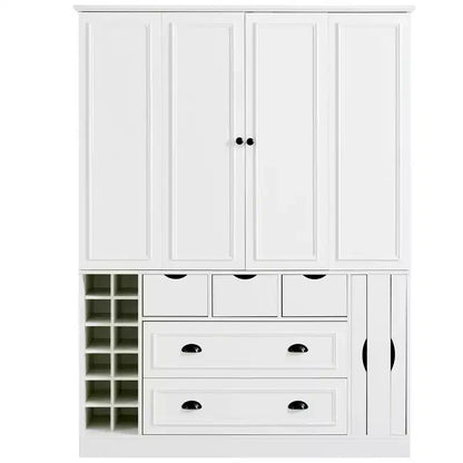 Garde-manger de cuisine autoportant de 180 cm de haut, grand buffet de salle à manger avec 4 portes pliantes, étagères – Sanzelize Design
