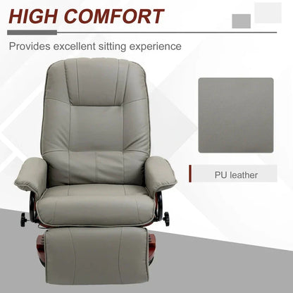 Fauteuil inclinable manuel pivotant en similicuir avec repose-pieds confortable et relaxant – Sanzelize Design