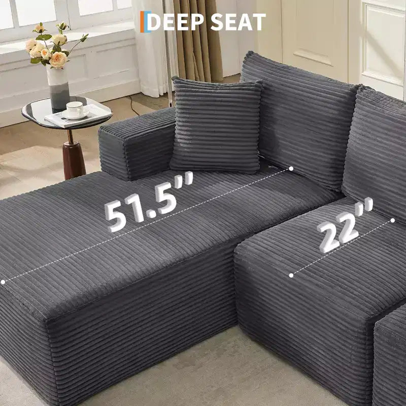 Canapé moderne 274 cm, canapé 3 places rembourré en forme de L avec oreillers, canapé à assise profonde – Sanzelize Design